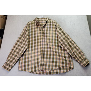 Victor Emmanuel Paris Shirt Men 2XL Yellow Green Plaid Pocket Collar Button Down